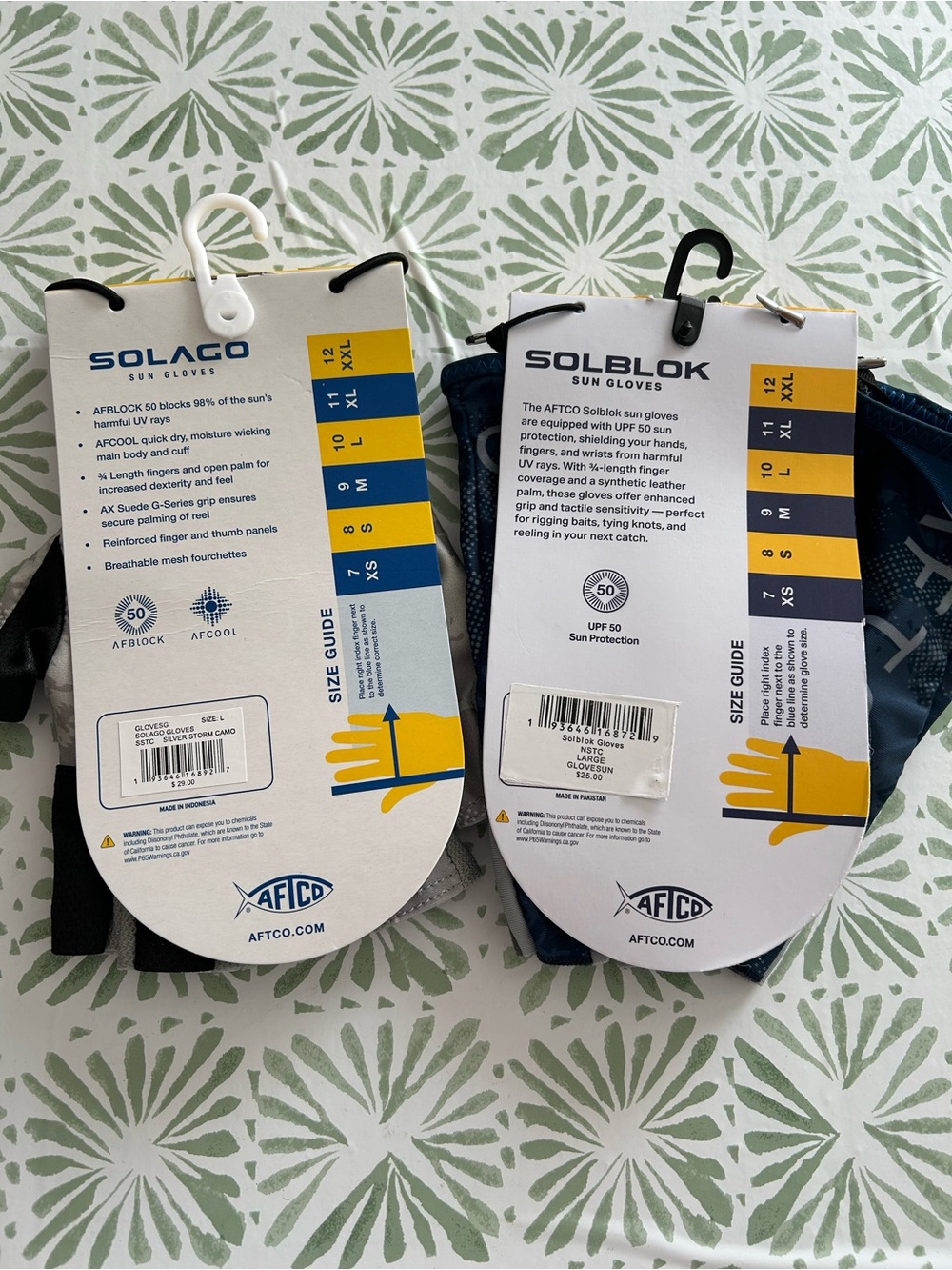 AFTCO Fingerless Sun Gloves in Navy and Gray set of 2 Solblok and Solago - Picture 7 of 9